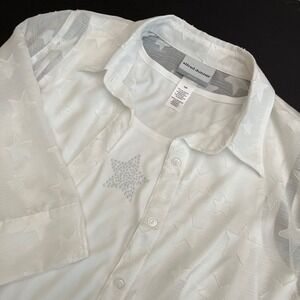 Alfred Dunner Womens White Stars 2 Piece Set Translucent Start Shirts Jacket X17